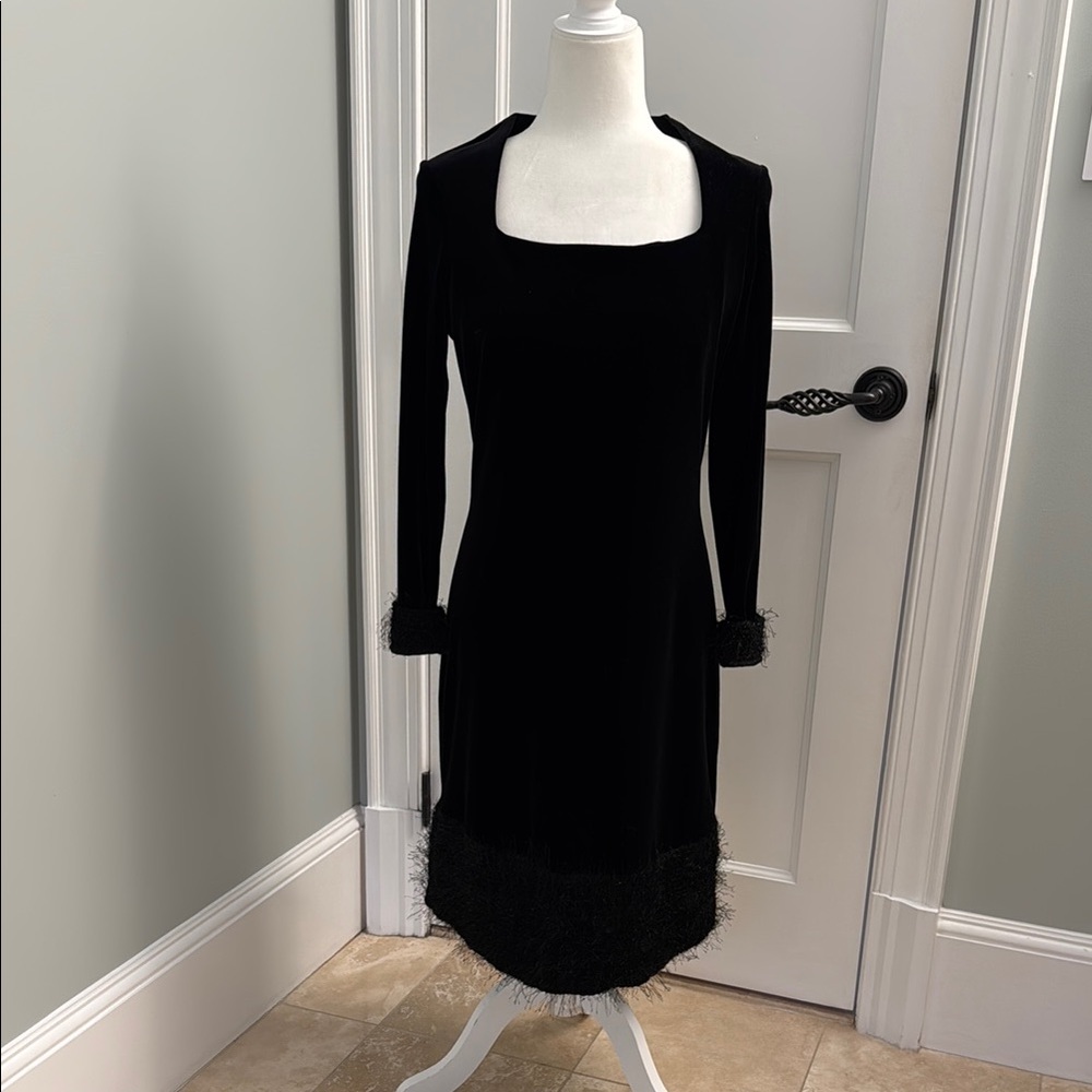 Black Ribbed Ruched Long Sleeve Cocktail Dress